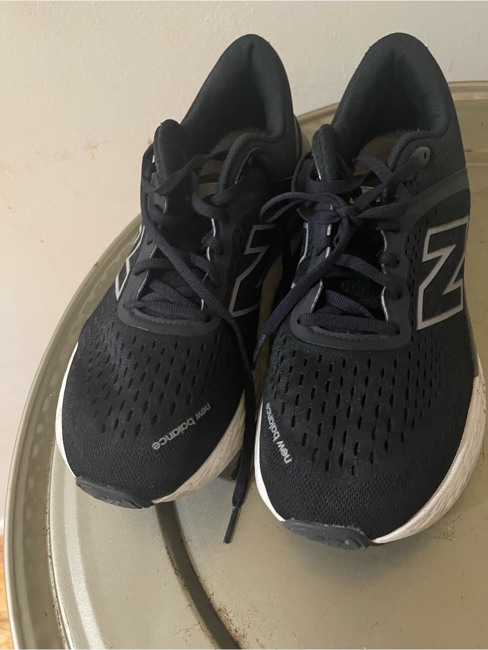 New Balance Black and White Mesh Running Sneakers